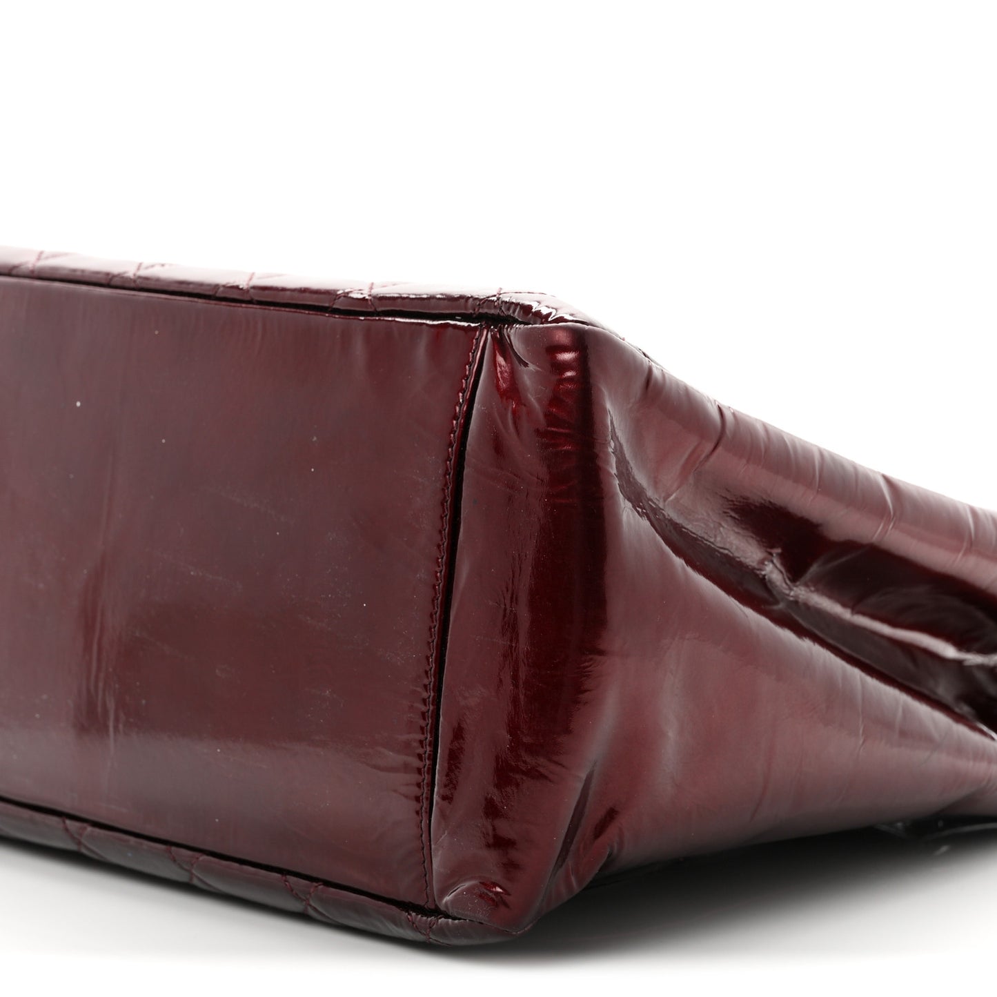Patent Quilted Grand Shopping Tote GST Dark Bordeaux