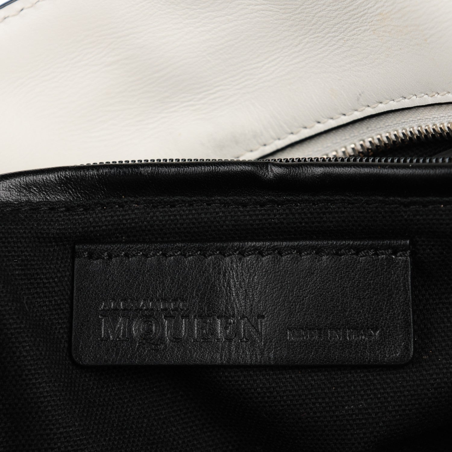 Alexander McQueen Calfskin Studded Small Padlock Tote Black White 5 of 8