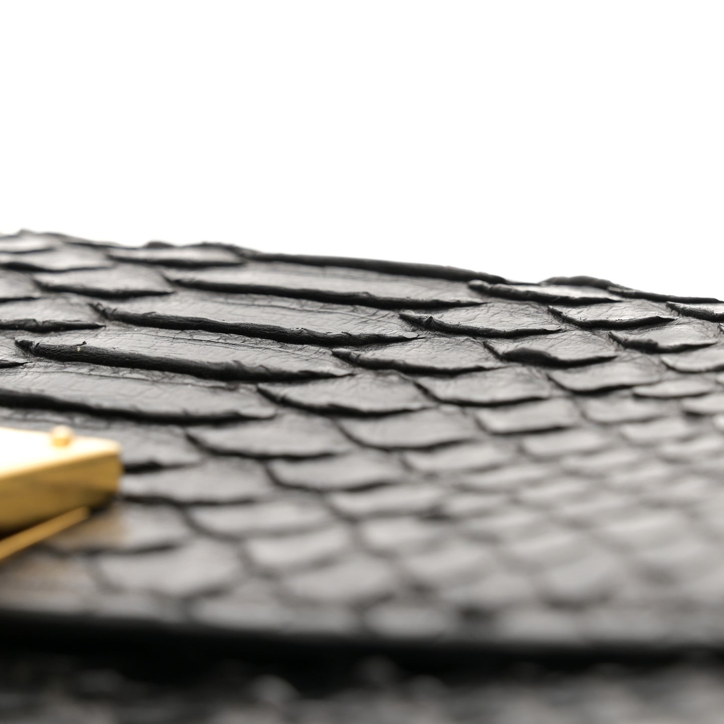 Snakeskin Medium Classic Box Flap Bag Black