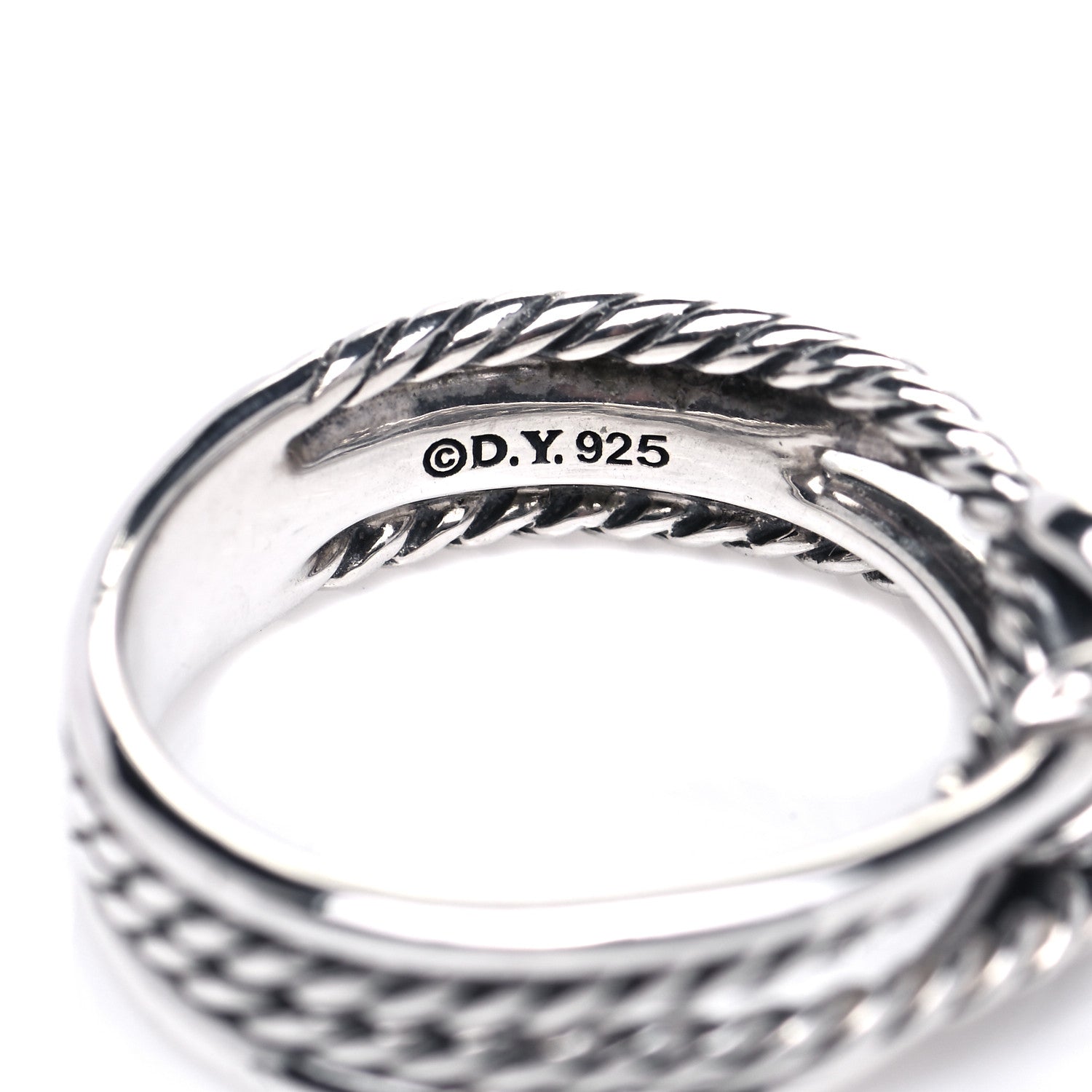 David Yurman Sterling Silver Diamond X Crossover Ring 54 6.75 4 of 4