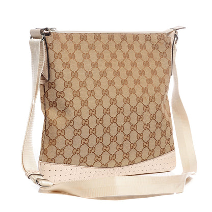 Gucci Monogram Calfskin Perforated Medium Flat Messenger Bag Off White 3 of 7