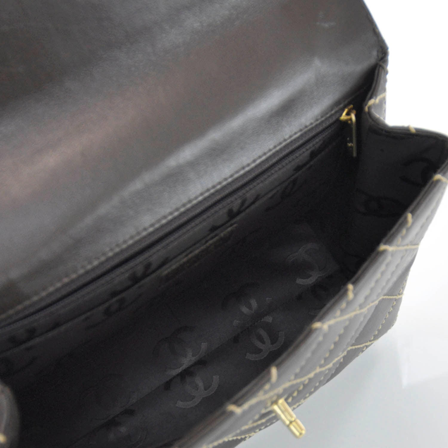 Chanel Leather Diamond Stitch Surpique Kelly Brown 7 of 10