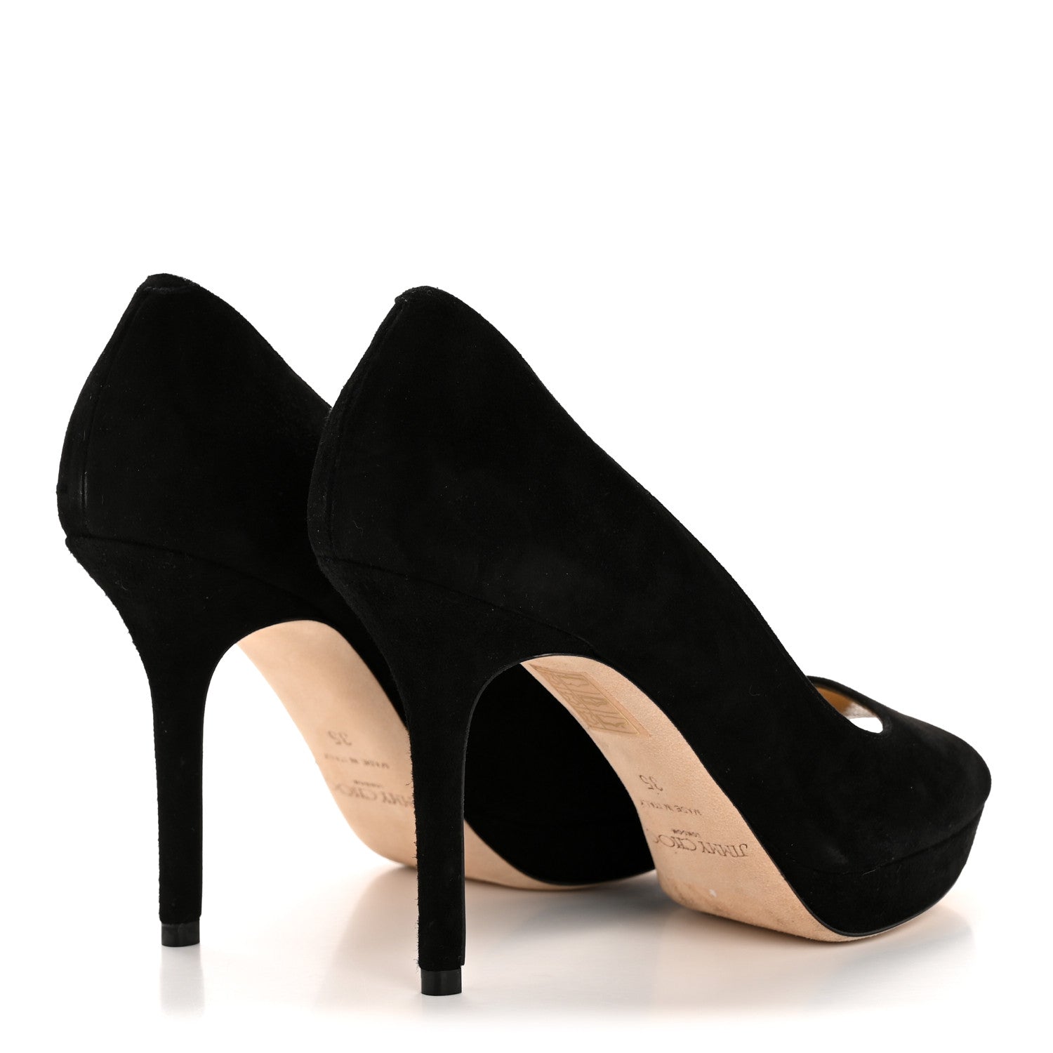 Jimmy Choo Suede Luna 110 Platform Peep Toe Pumps 35 Black 5 of 8