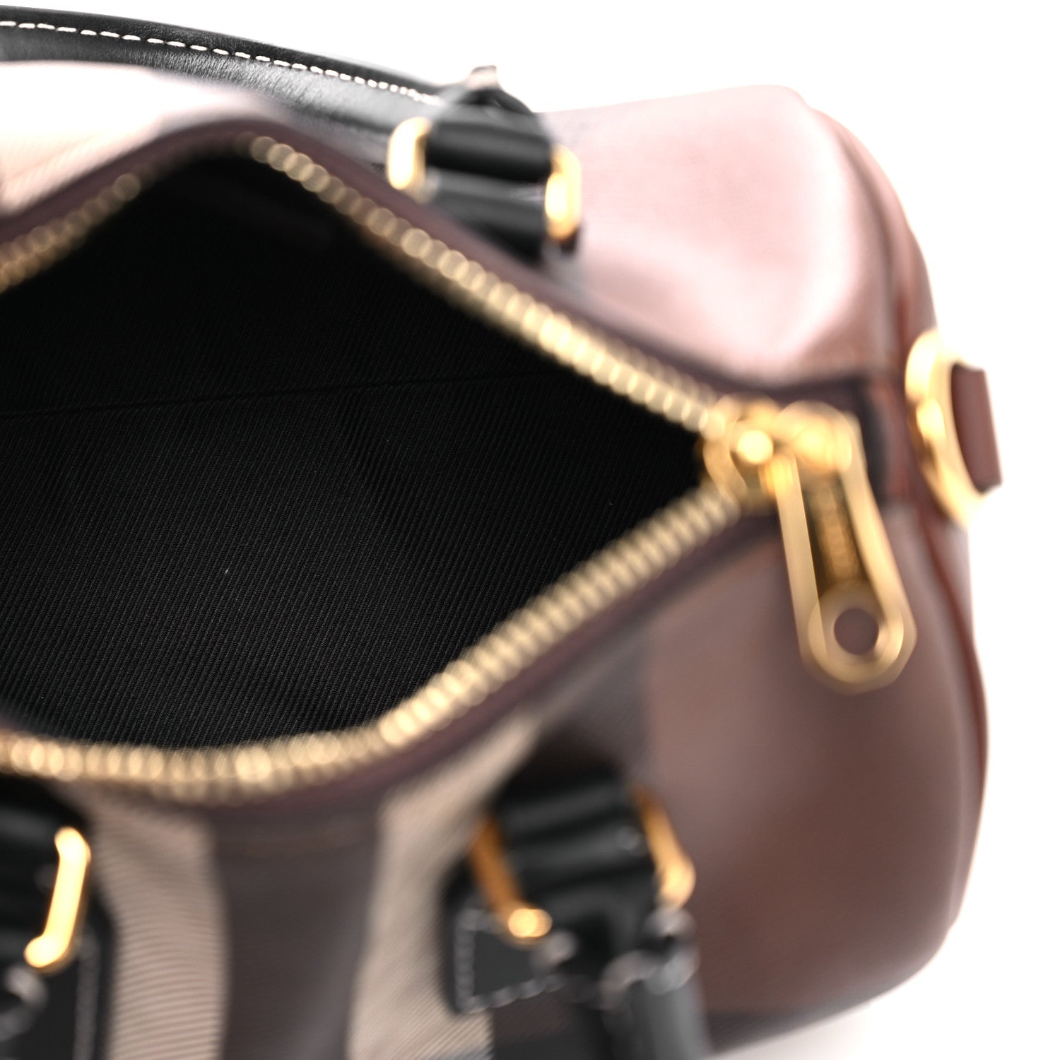 Burberry E-canvas Check Mini Bowling Bag Dark Birch Brown 5 of 12