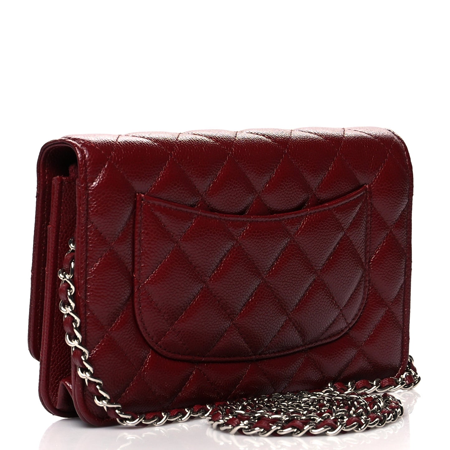 Caviar Quilted Wallet On Chain WOC Dark Red