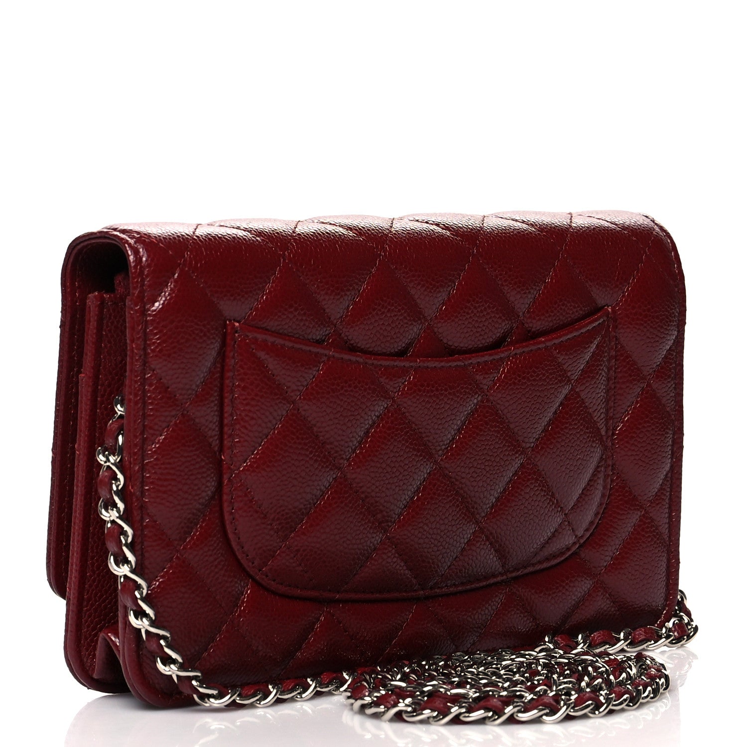 Chanel Caviar Quilted Wallet On Chain WOC Dark Red 3 of 11