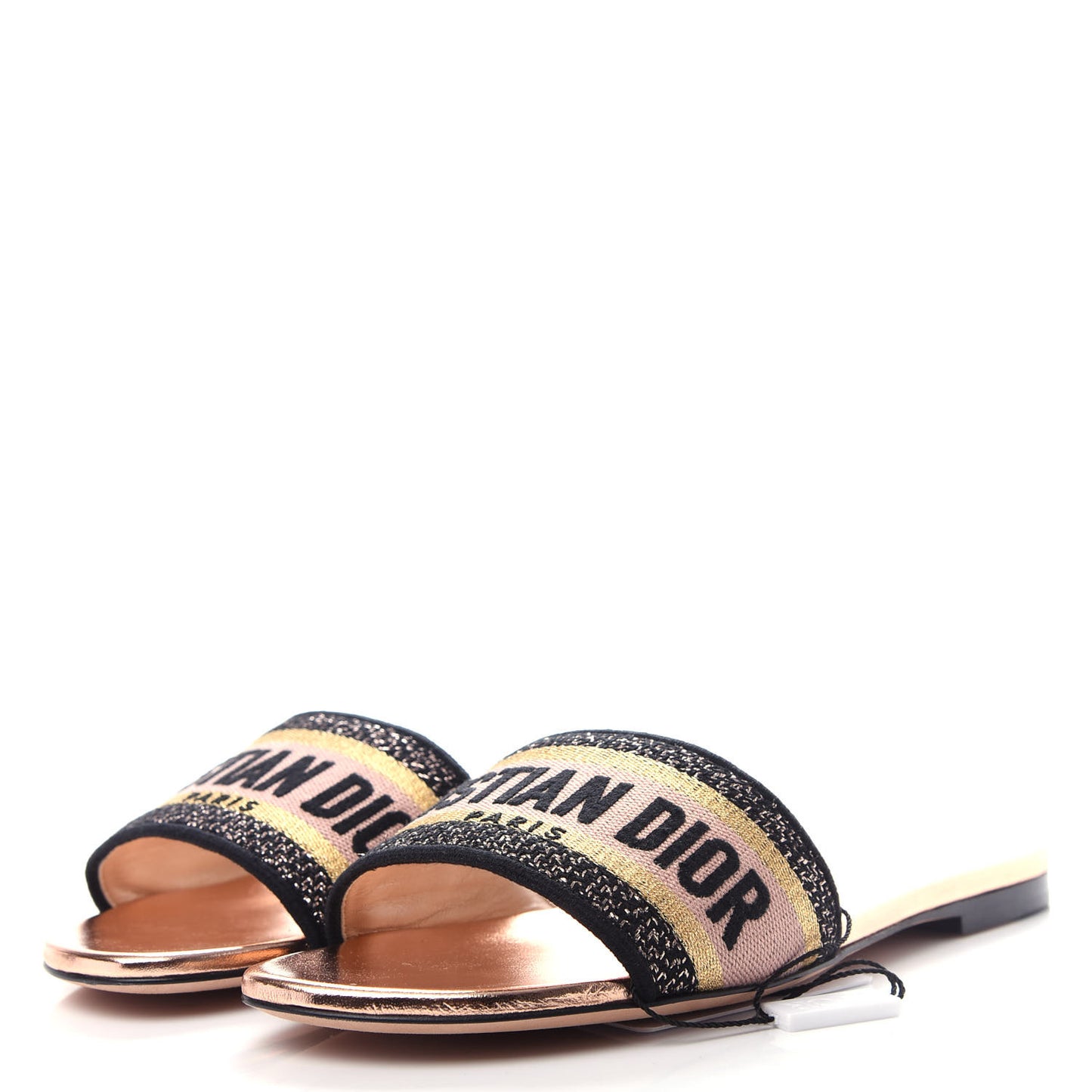 Canvas Metallic Embroidered Dway Mules Slide Sandals 37.5 Multicolor