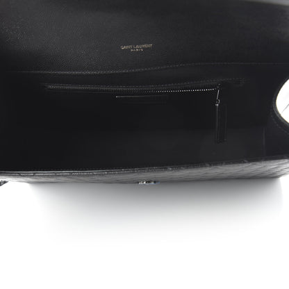 Saint Laurent Grain De Poudre Textured Mixed Matelasse Large Triquilt Monogram Monochrome Satchel Black 5 of 9