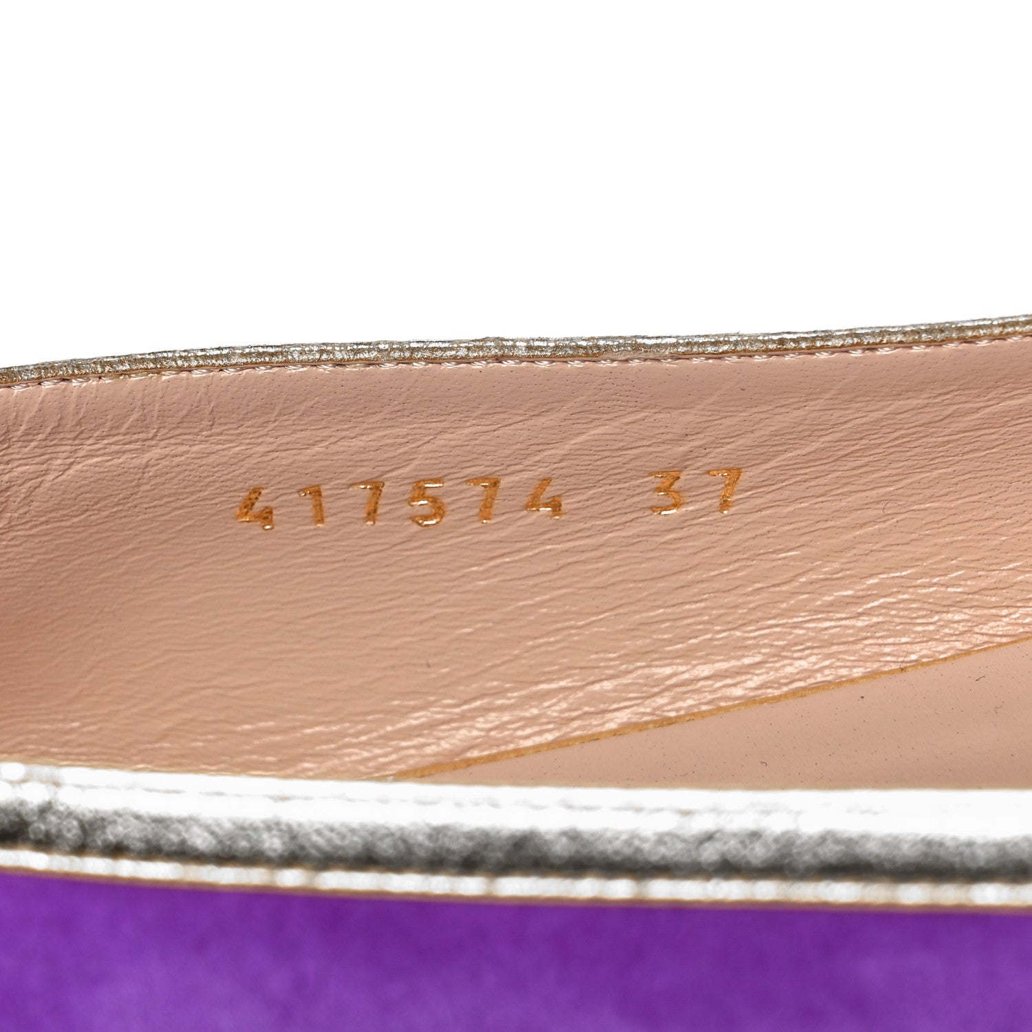 Gucci Kid Scamosciato Nappa Moody Bee Flats 37 Shine Purple Oro Vecchio Black 8 of 8