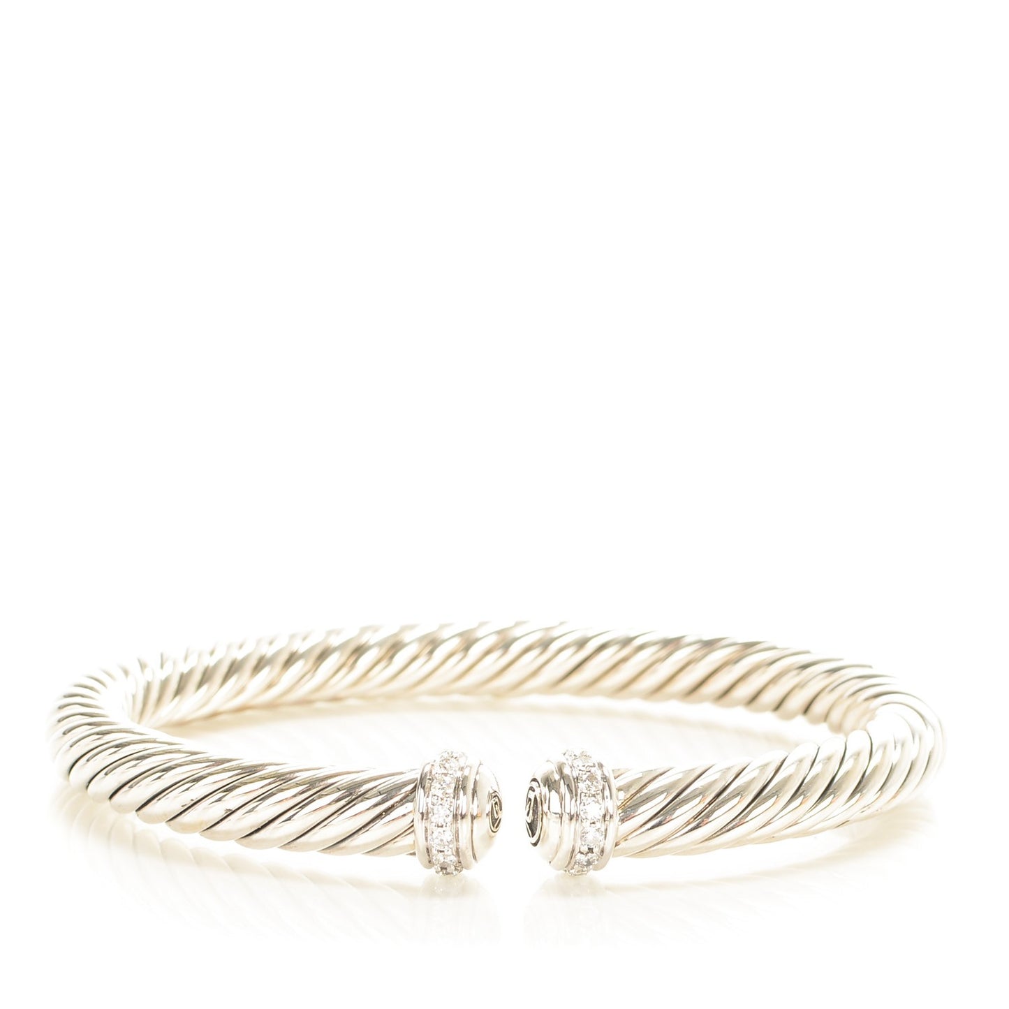 Sterling Silver Pave Diamond 7mm Cablespira Bracelet
