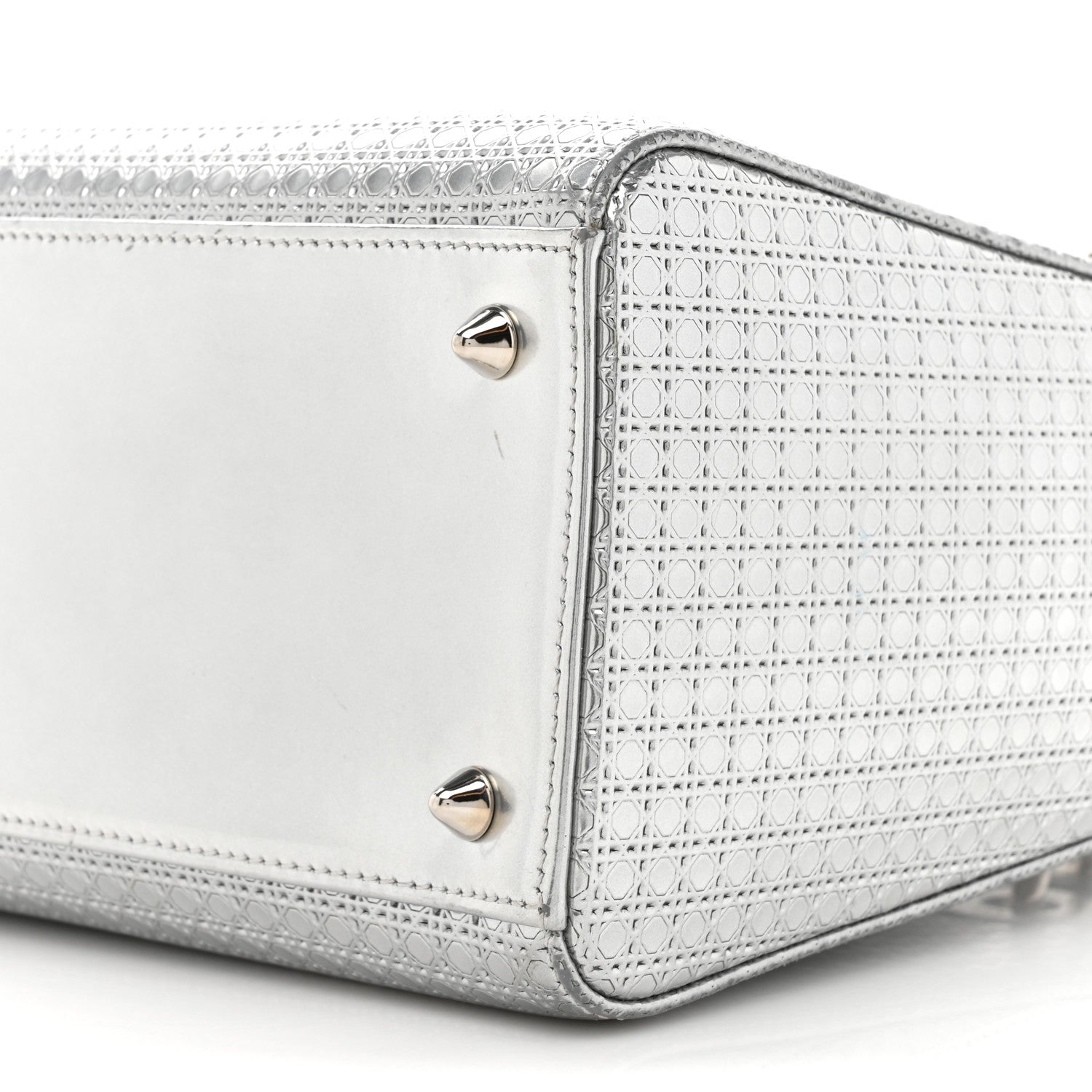Christian Dior Metallic Patent Micro-Cannage Medium Lady Dior Silver 9 of 18