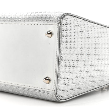 Christian Dior Metallic Patent Micro-Cannage Medium Lady Dior Silver 9 of 18