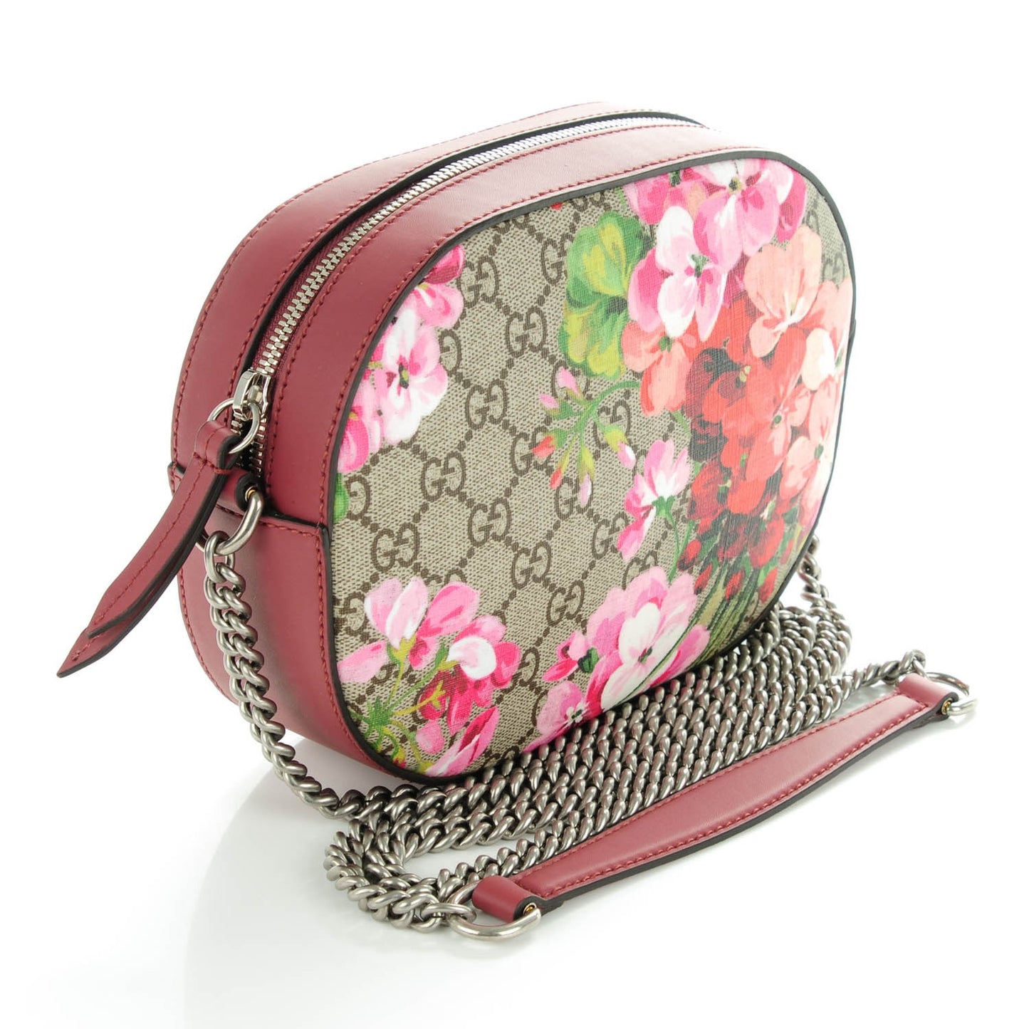 GG Supreme Monogram Blooms Mini Chain Shoulder Bag Beige Multicolor Dry Rose
