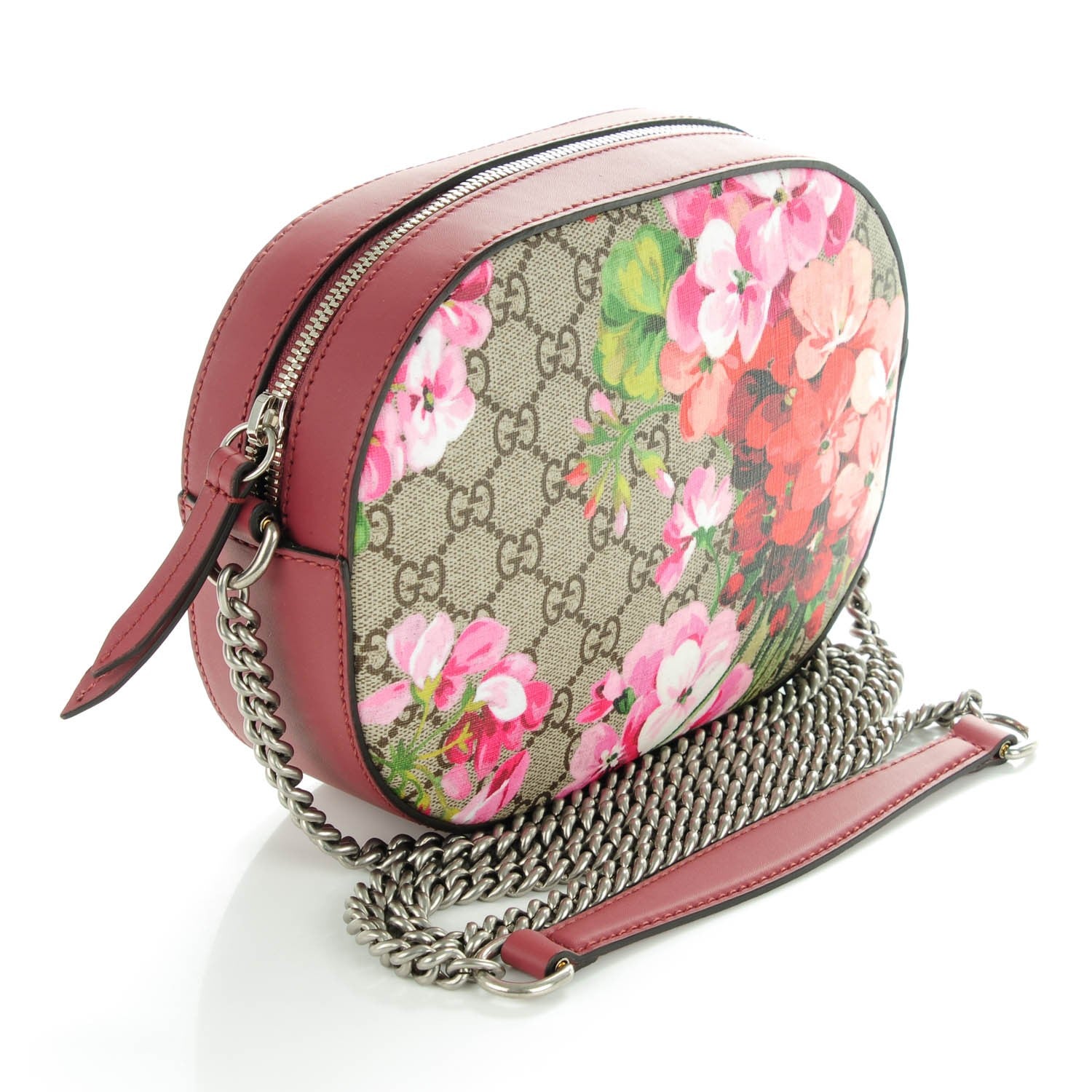 Gucci GG Supreme Monogram Blooms Mini Chain Shoulder Bag Beige Multicolor Dry Rose 3 of 7
