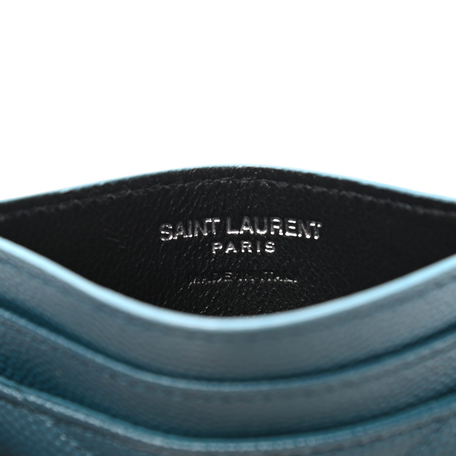 Saint Laurent Grain De Poudre Matelasse Chevron Monogram Credit Card Case Peacock Green 6 of 8