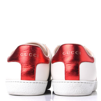 Gucci Calfskin Stripe Womens New Ace Sneakers 37.5 New Mystic White Ecru Red Flame 6 of 11