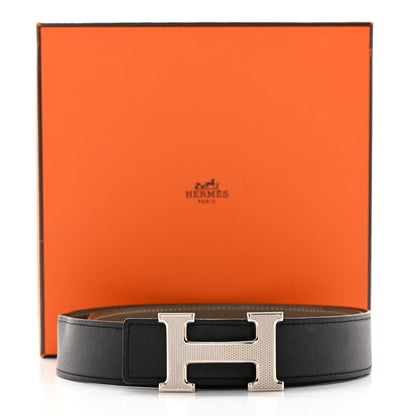 Hermes Epsom Swift 24mm Mini Constance Guilloche H Belt 80 32 Etoupe Black 9 of 9