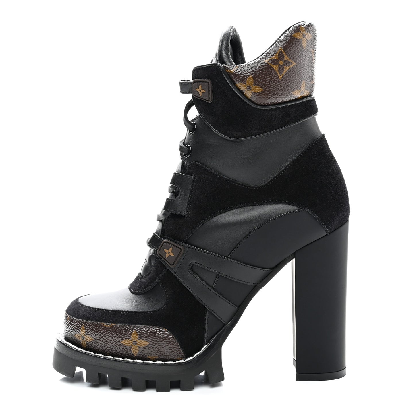 Suede Calfskin Monogram Star Trail Ankle Boots 37 Black
