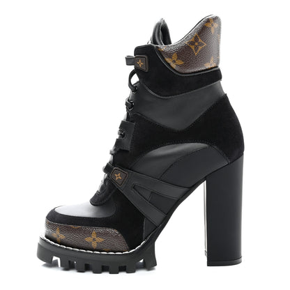 Louis Vuitton Suede Calfskin Monogram Star Trail Ankle Boots 37 Black 1 of 9