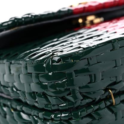 Gucci Glazed Wicker Stripe Mini Cestino Shoulder Bag Green 9 of 14