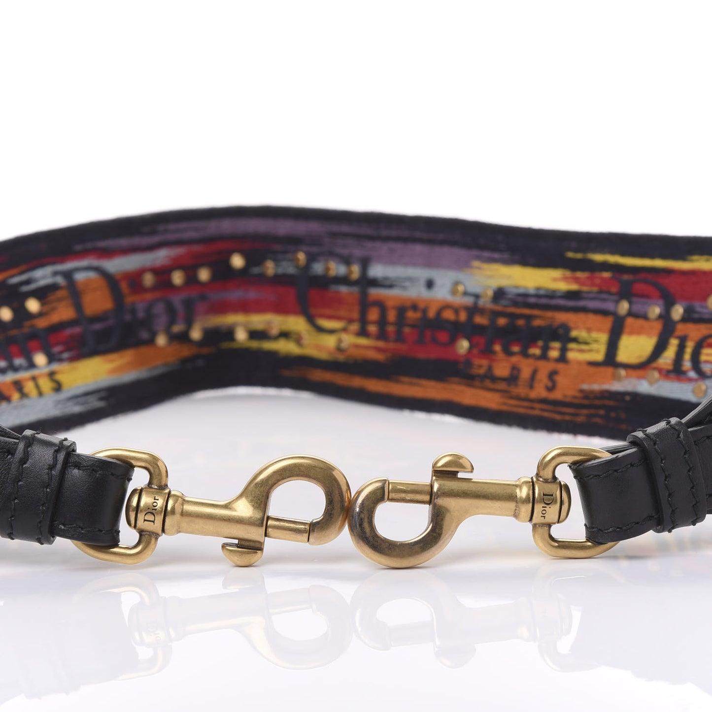 Canvas Embroidered Studded Rainbow J’Adior Shoulder Strap