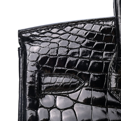 Hermes Shiny Niloticus Crocodile Birkin 30 Black 11 of 33