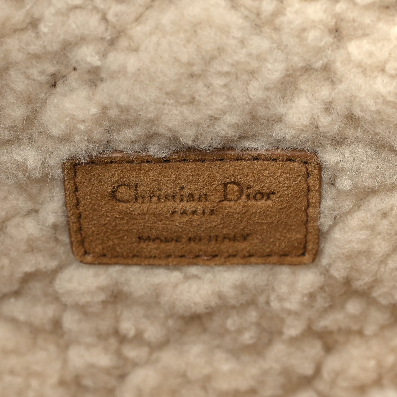 Christian Dior Shearling Cannage Large Caro Bag Camel 6 of 8