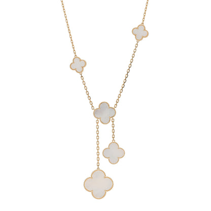 Van Cleef & Arpels 18K Yellow Gold Mother of Pearl 6 Motifs Magic Alhambra Necklace 1 of 4