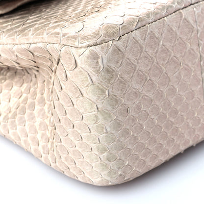 Chanel Metallic Python Medium Double Flap Light Beige 5 of 11