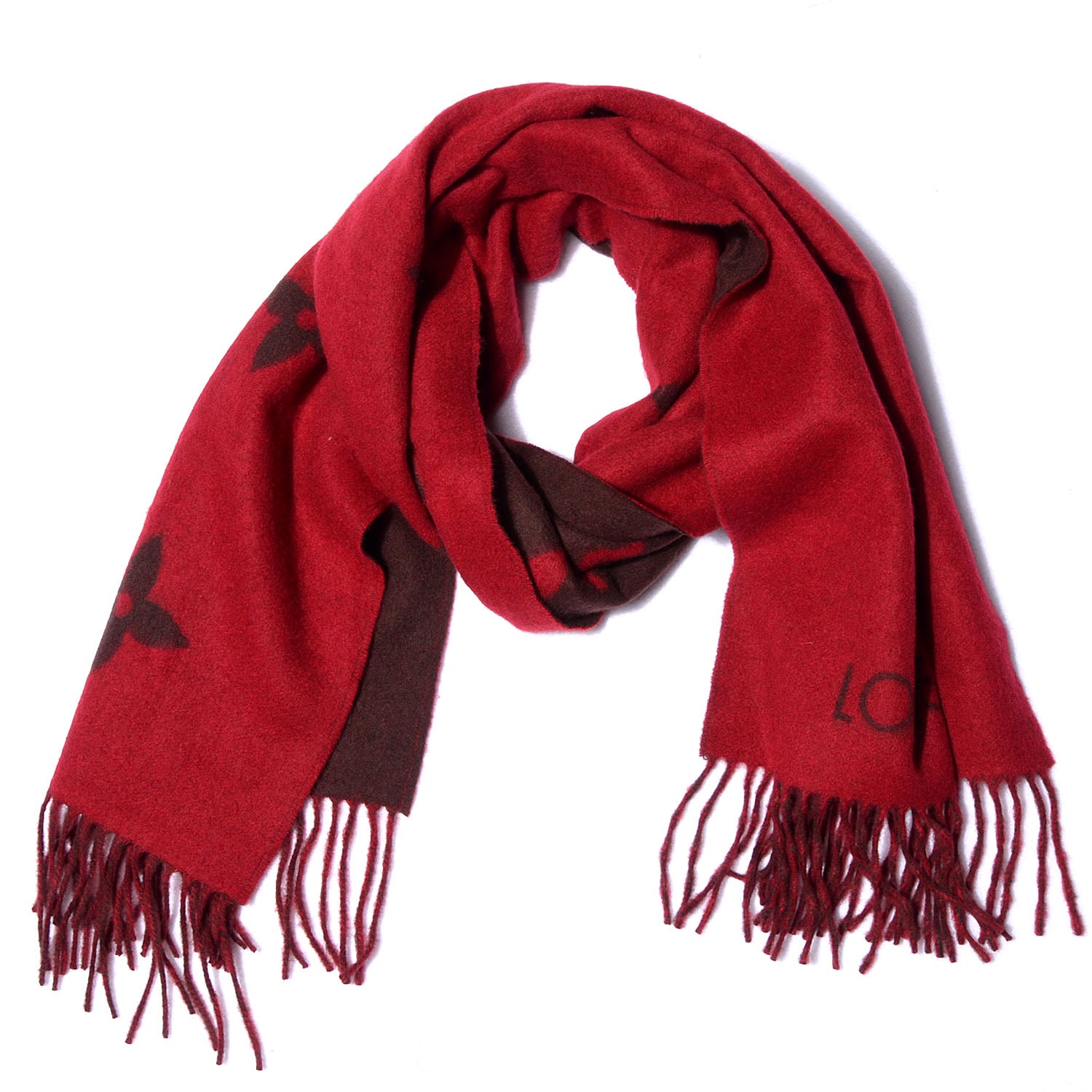 Louis Vuitton Cashmere Monogram Reykjavik Scarf Rouge 3 of 5