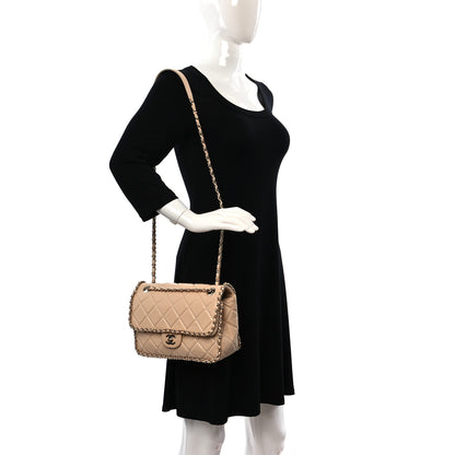 Chanel Crumpled Calfskin Medium Chain All Over Flap Beige 2 of 12