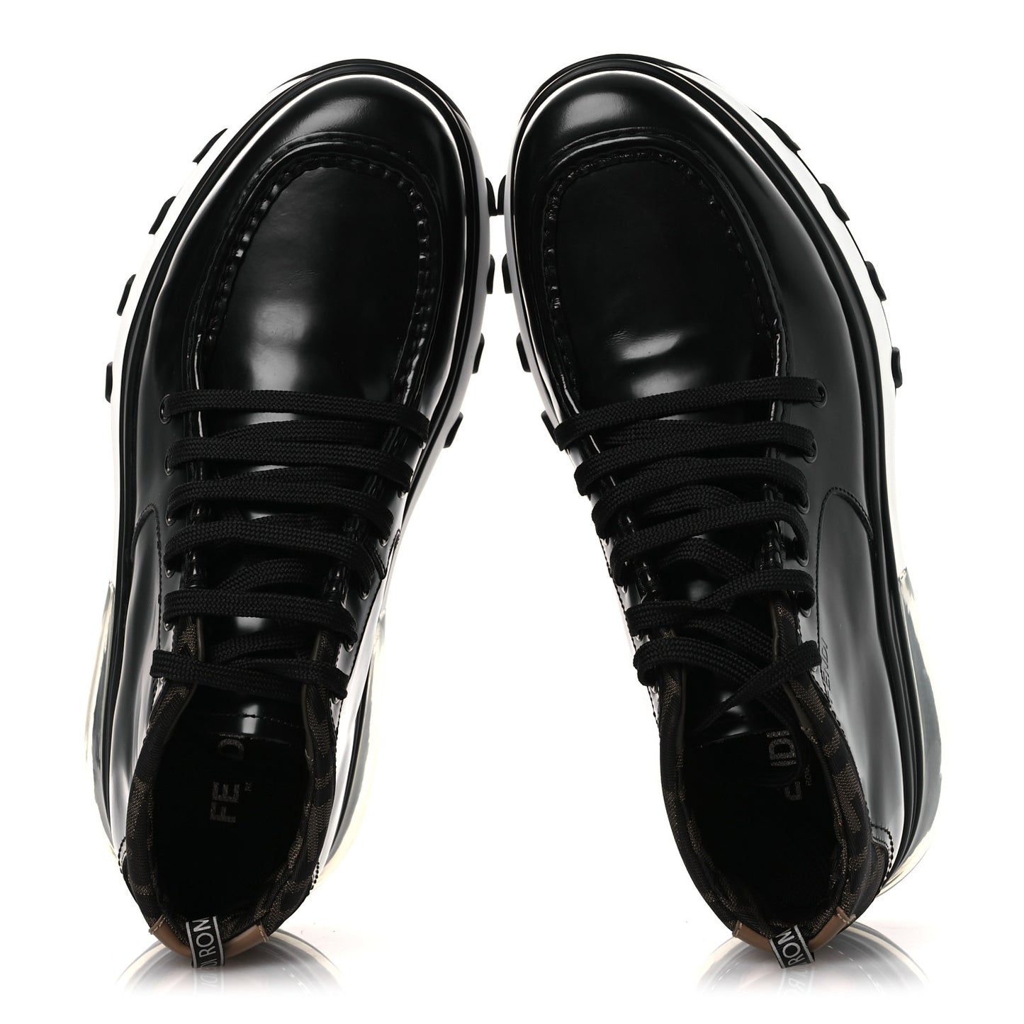 Calfskin Zucca Mens Lace Up Sneakers 8 Black Maya