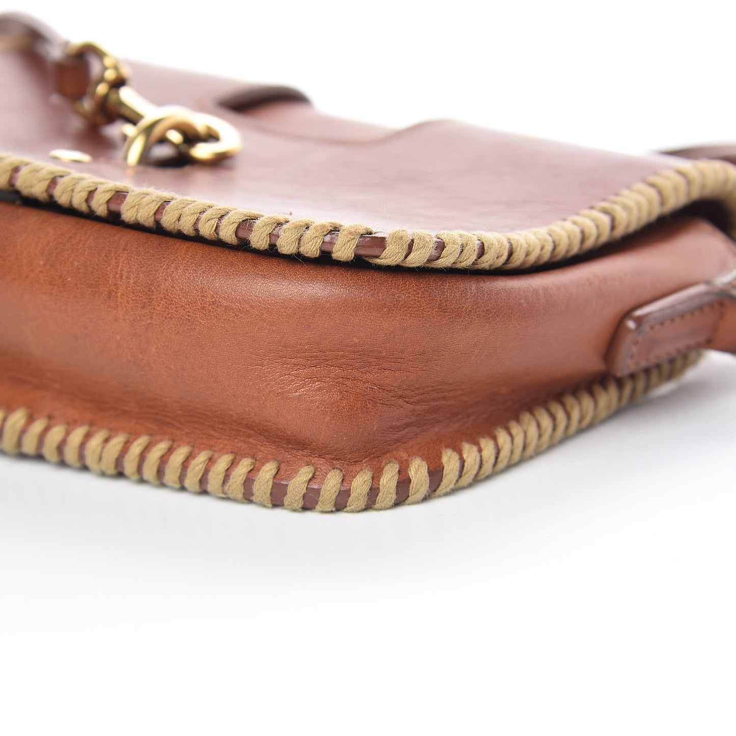 Calfskin Whipstitch Toy Charlotte Messenger Bag Cognac
