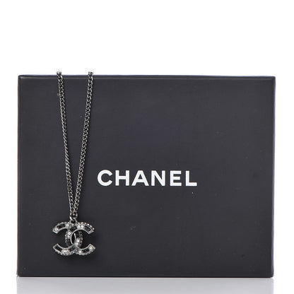 Chanel Baguette Crystal Large CC Necklace Silver Black 5 of 5