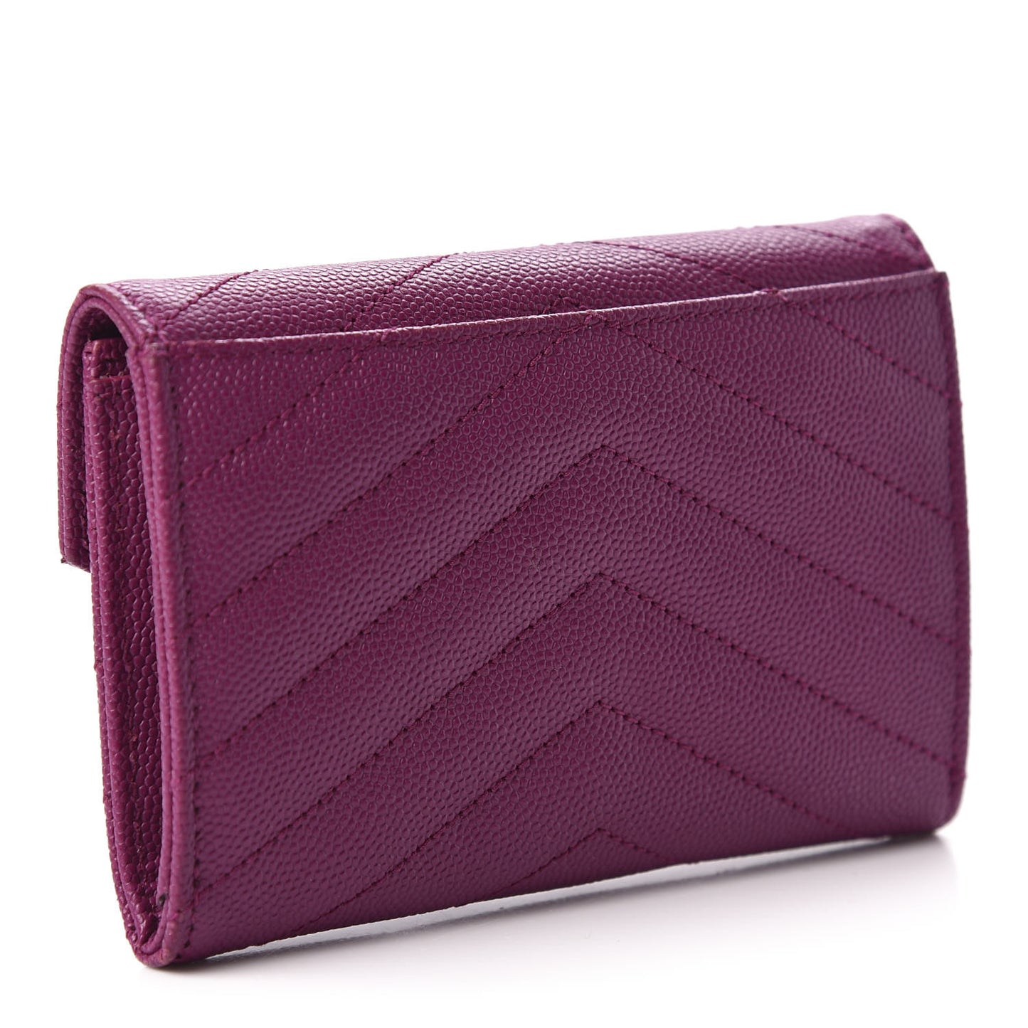Grain De Poudre Matelasse Chevron Small Monogram Envelope Wallet Dark Grape