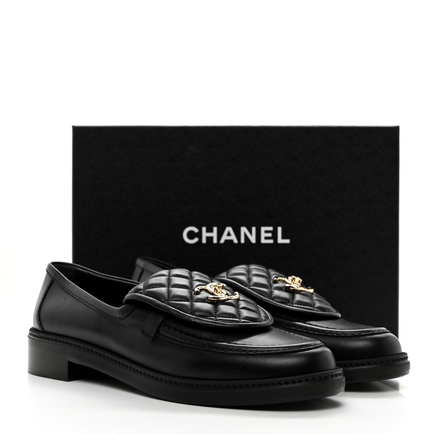 Chanel Lambskin Quilted CC Turnlock Loafers 41 Black 9 of 9