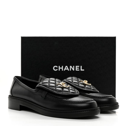 Chanel Lambskin Quilted CC Turnlock Loafers 41 Black 9 of 9