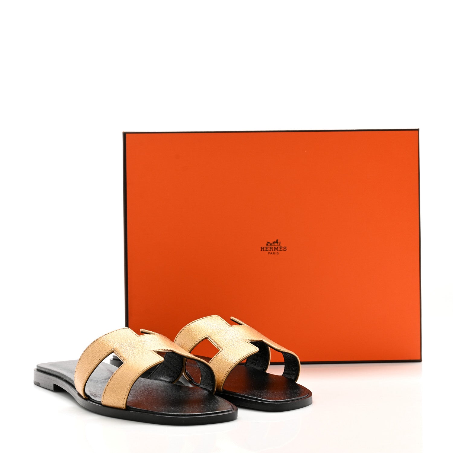Hermes Metallic Chevre Oran Sandals 37.5 Dore 10 of 10