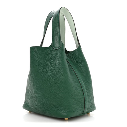Hermes Taurillon Clemence Swift Eclat Picotin Lock 18 Vert Moyen Vert Peppermint 3 of 13