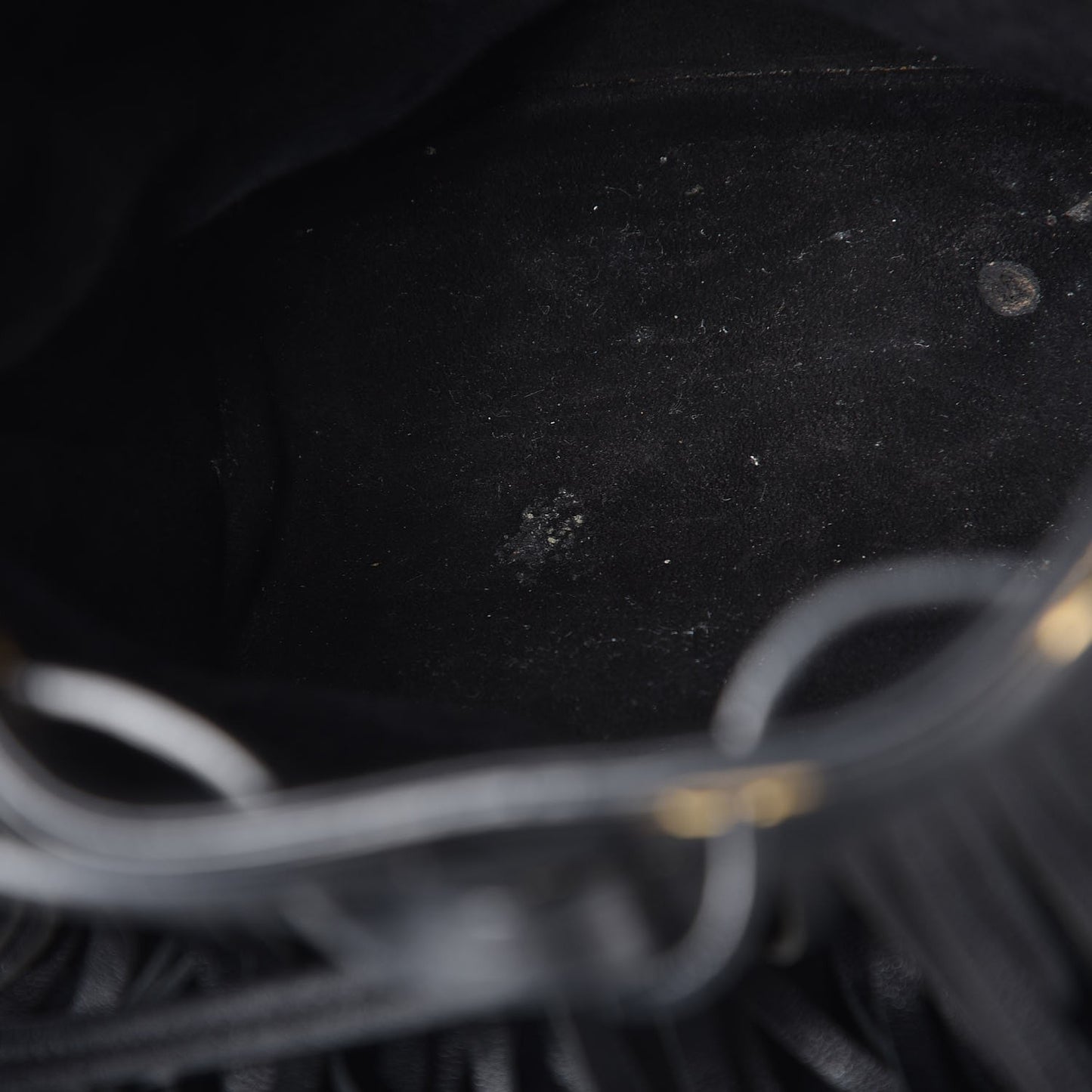 Calfskin Small Emmanuelle Fringe Bucket Bag Black