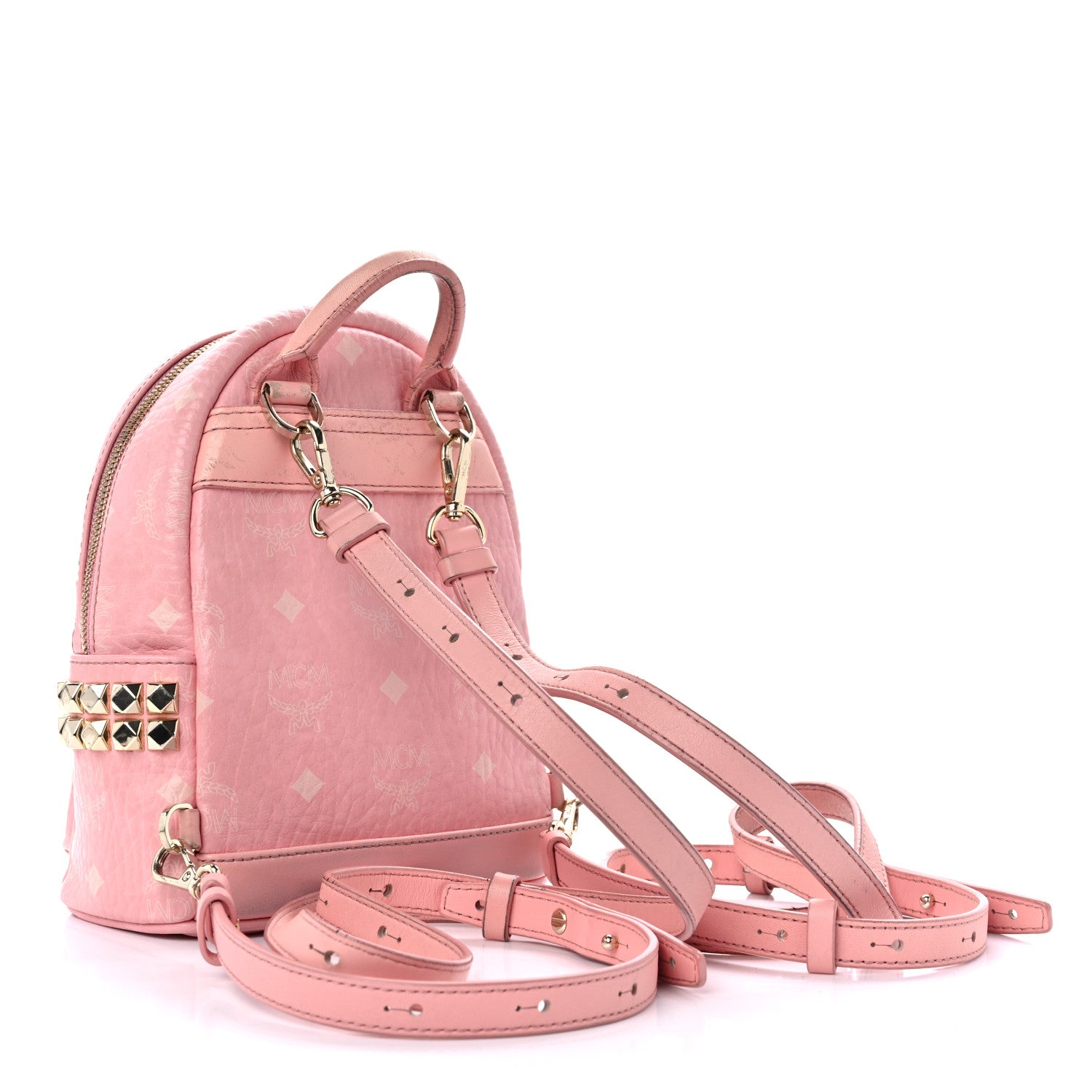 MCM Visetos Side Stud X-Mini Stark Bebe Boo Backpack Soft Pink 2 of 18