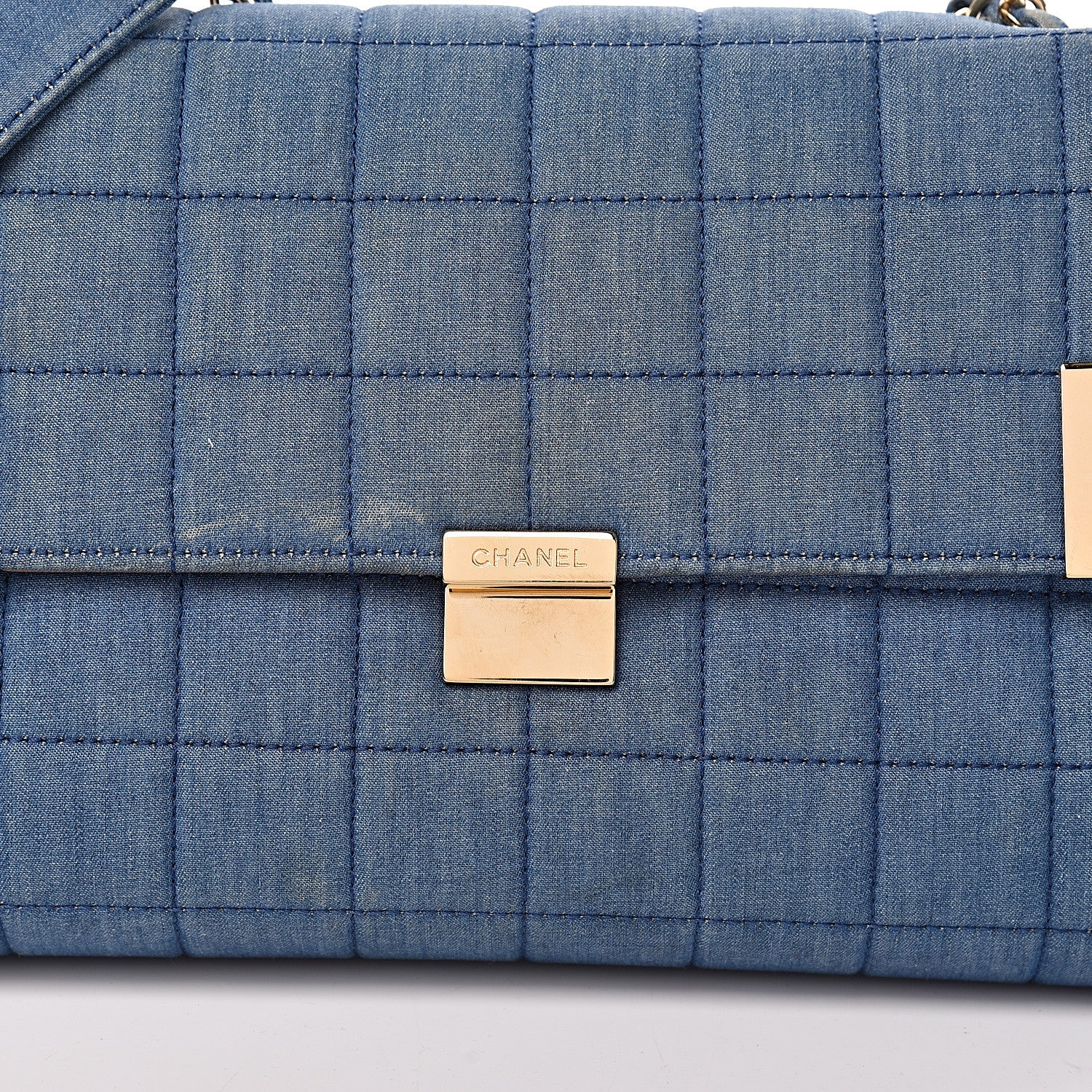 Chanel Denim Chocolate Bar Flap Blue 8 of 17