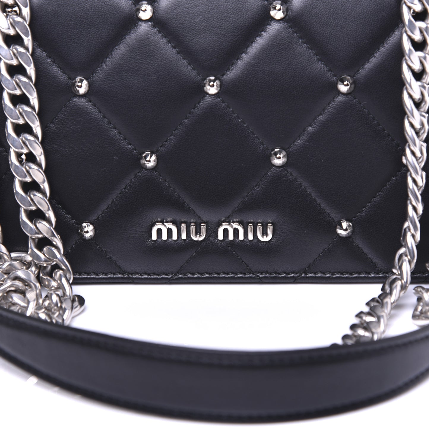 Pattina Nappa Crystal Studded Borchie Flap Bag Black