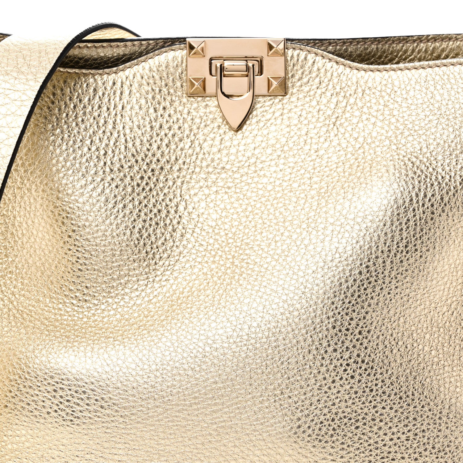 Valentino Garavani Metallic Pebbled Calfskin Small Rockstud Flip-Lock Messenger Bag Platino 7 of 9