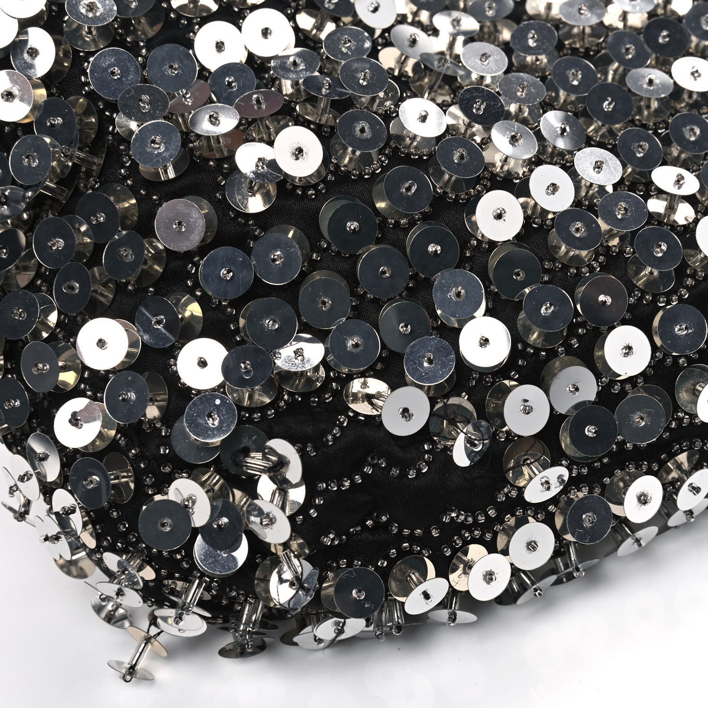 Sequin Beaded Baguette Silver Dark Brown
