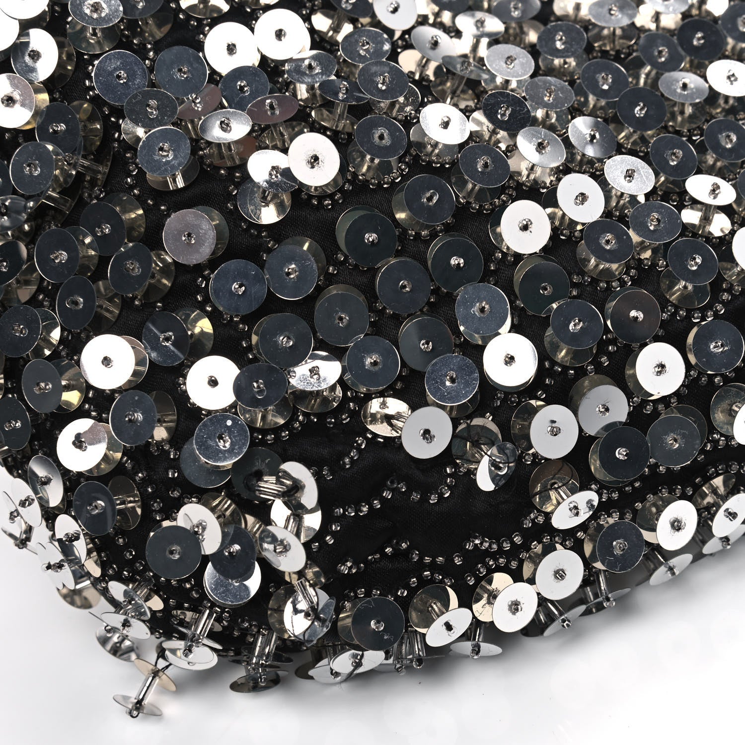 Fendi Sequin Beaded Baguette Silver Dark Brown 7 of 9
