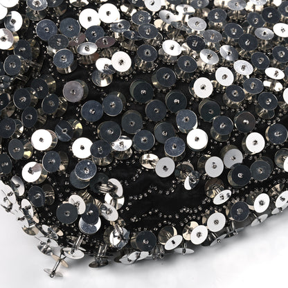 Fendi Sequin Beaded Baguette Silver Dark Brown 7 of 9