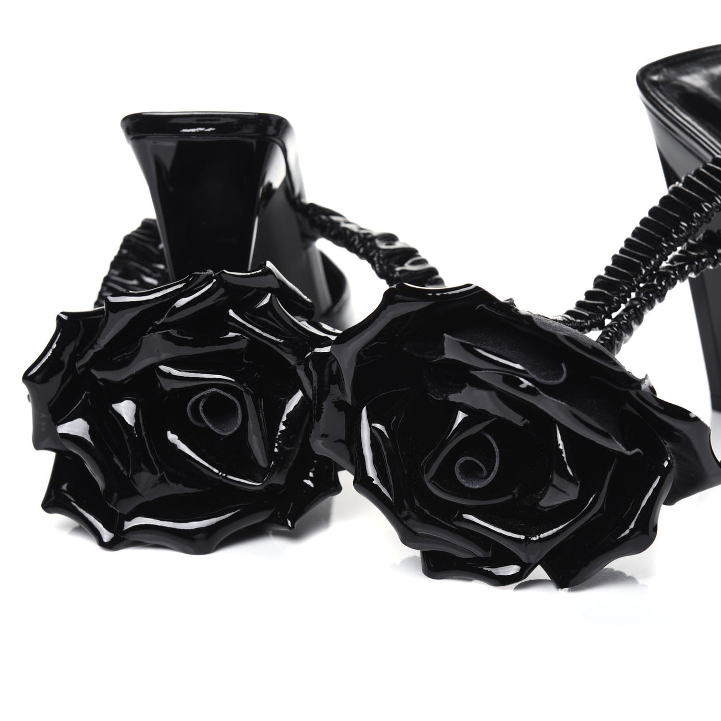 Patent Freja 105 Flower Ankle Pumps 37.5 Black