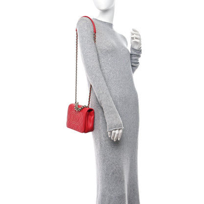 Chanel Lambskin Quilted Studded Beauty Begins Flap Red 2 of 10