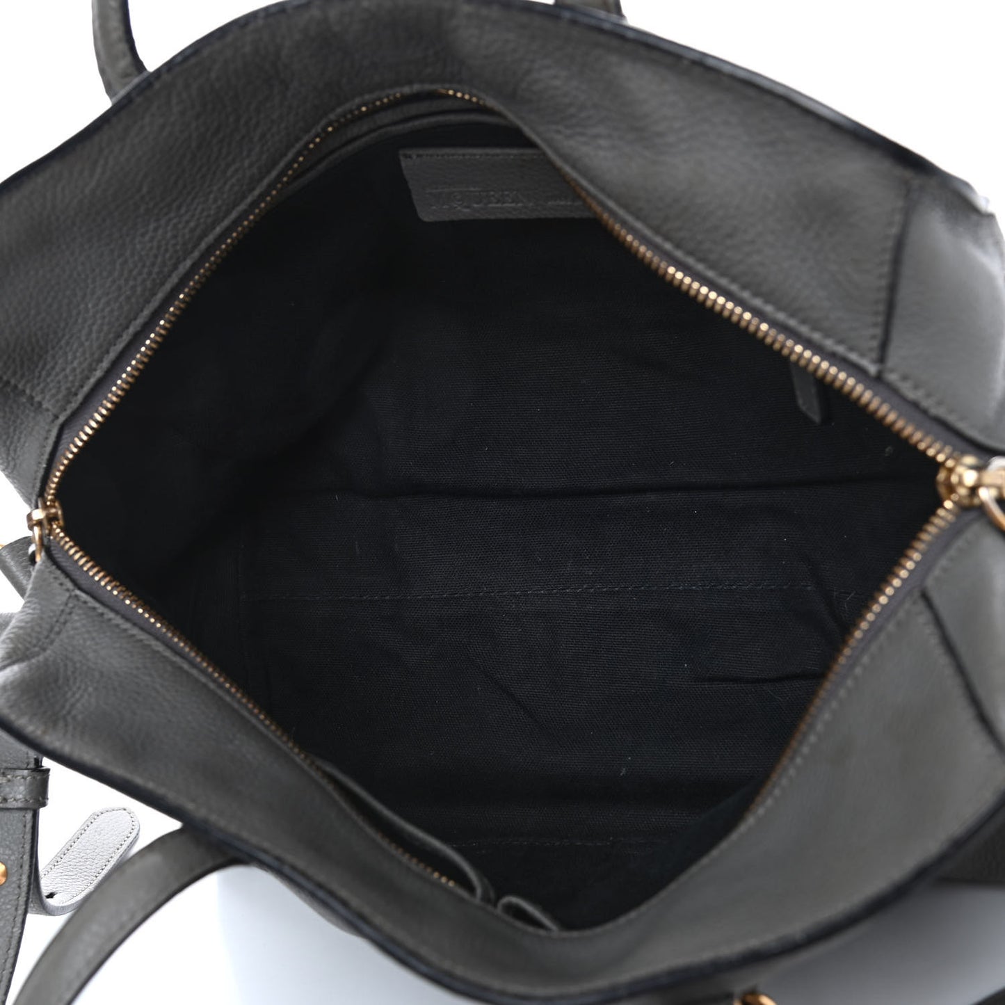 Pebbled Calfskin Small Skull Padlock Zip Around Tote Grey